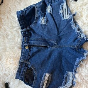 SHEIN Ripped Blue Jean Shorts